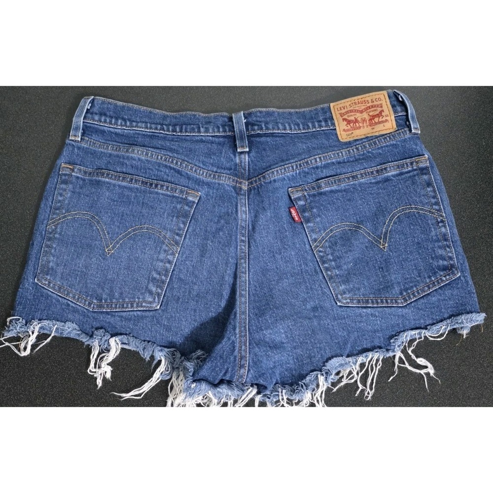 LEVI'S 501 High Rise Distressed Denim Jean Shorts Women's 30 Waist Shortie EUC